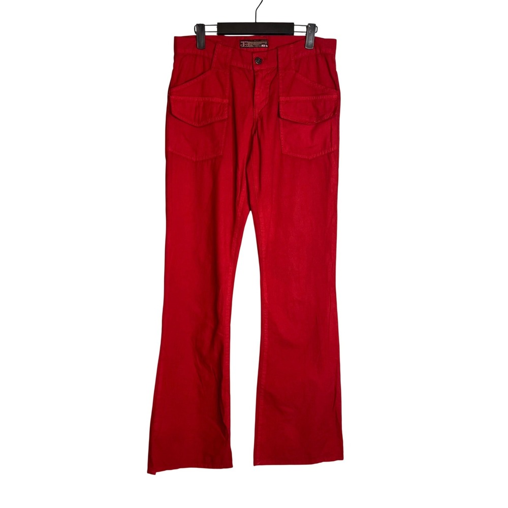 Joe's Jeans Flare Leg Pants Size 31 Tall Y2K Indie Red Mid Rise Utility Trousers